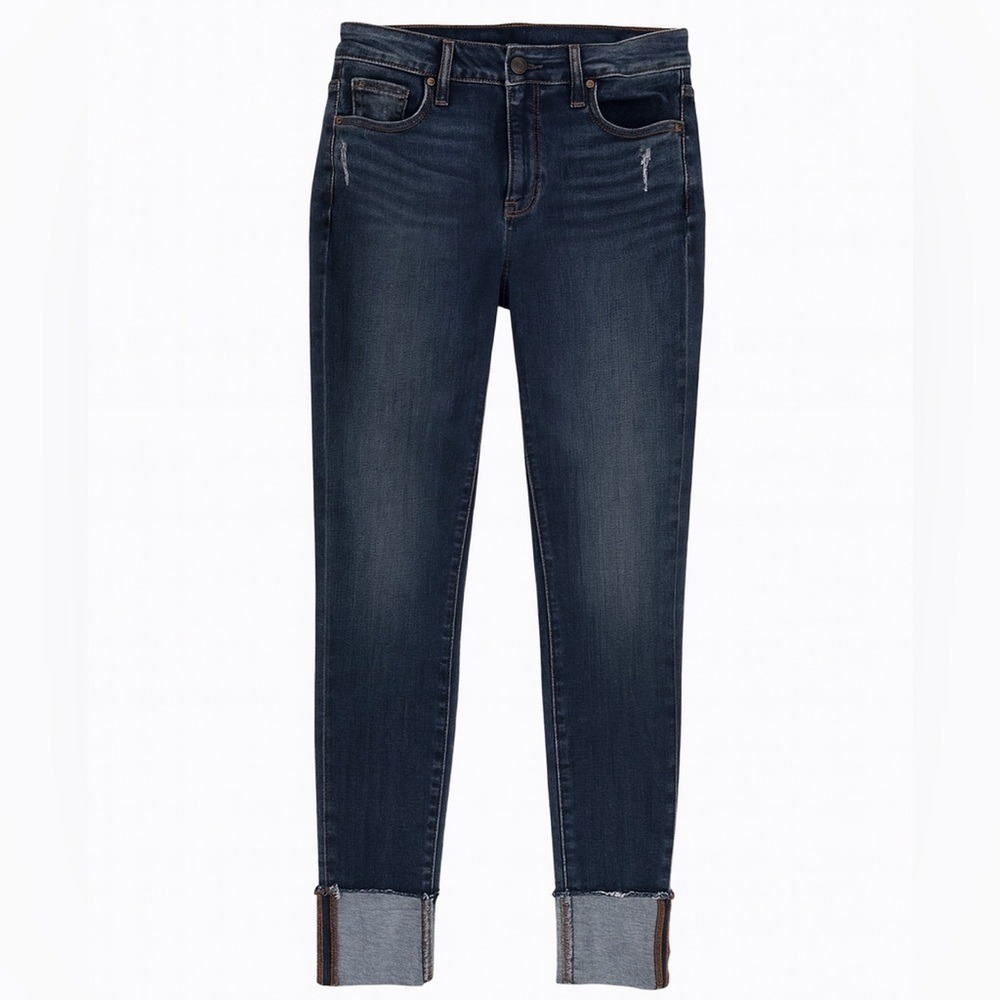 Joe's Jeans Skinny Cuffed Jeans 24 Dark Wash Distressed Low Rise Denim